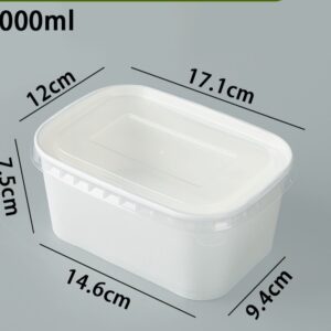 1000ML White Rectangular Kraft Bowl With Clear Cover (25pcs/pack)