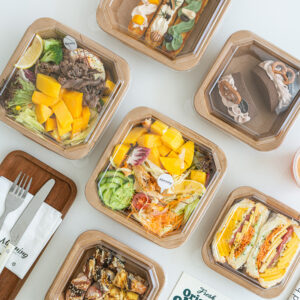 1000ML Octagonal Rectangular Kraft Box with clear Cover (10pcs/pack)