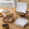 White Square Pastry Box with Clear Cover (25pcs/pack)