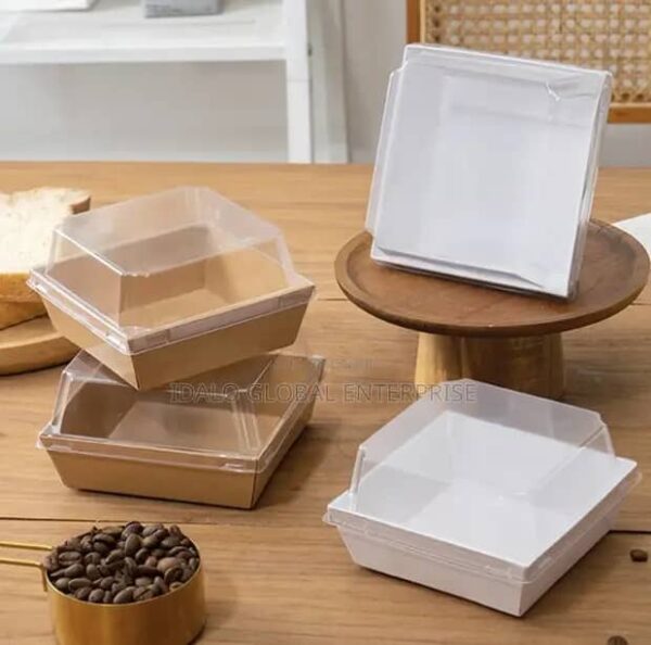 White Square Pastry Box with Clear Cover (25pcs/pack)