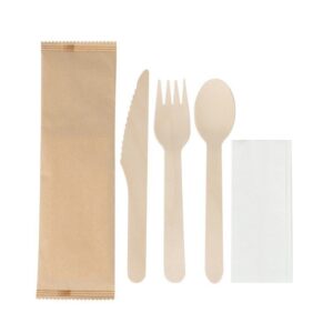 Disposable 3in1 wooden cutlery (spoon,fork, and knife) by 50pcs