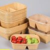 1000ML Brown Partition Bowl with Clear Cover (25pcs/pack)