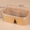 1000ML Brown Partition Bowl with Clear Cover (25pcs/pack)