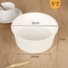 1000ML White Round Bowl with Clear Cover (25pcs/pack)