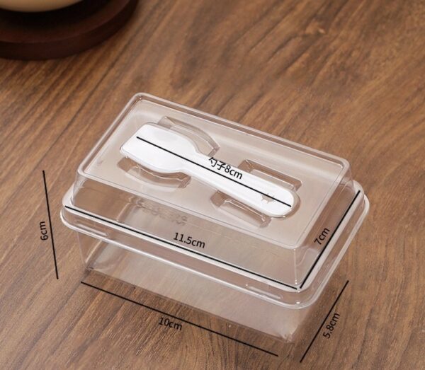 400ml Rectangular Deli Container With Clear Cover and Spoon (25pcs/pack)