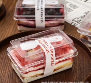 400ml Rectangular Deli Container With Clear Cover and Spoon (25pcs/pack)