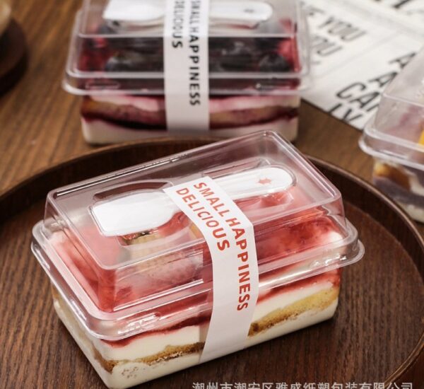 400ml Rectangular Deli Container With Clear Cover and Spoon (25pcs/pack)
