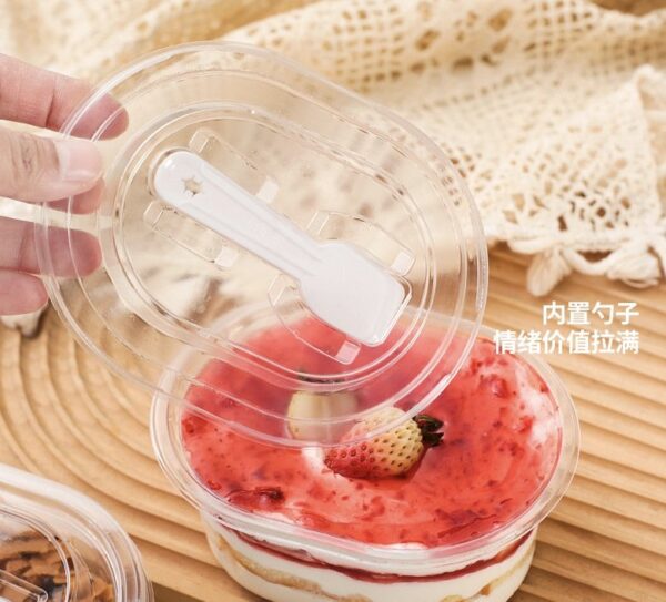 300ml Oval Parfait bowl With Spoon (25pcs/pack)